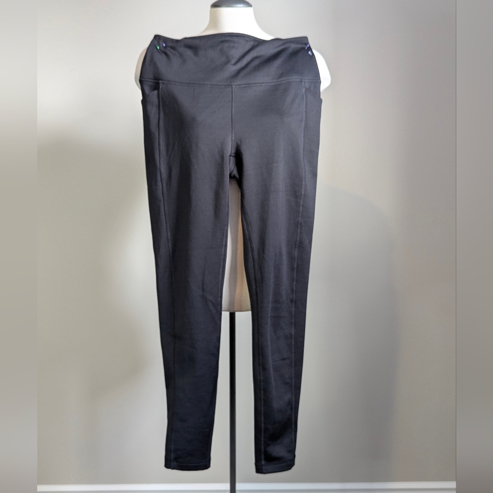 Spyder Fleece Lined Leggings Black  Pockets Size Medium Ski Winter Active Yoga